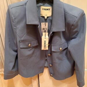 L'AGENCE Stylish Blue cropped jacket size 6